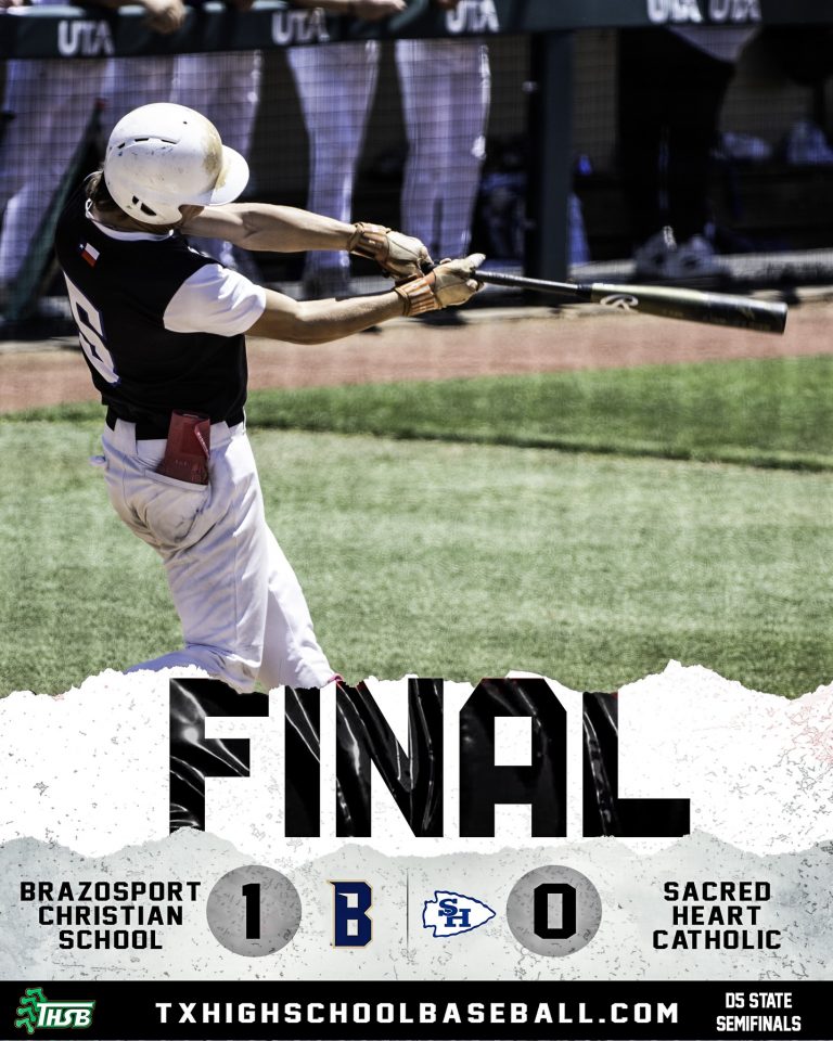 Brazosport Christian Survives Pitcher’s Duel, Beats Sacred Heart 1-0 in TAPPS Division 5 State Semifina