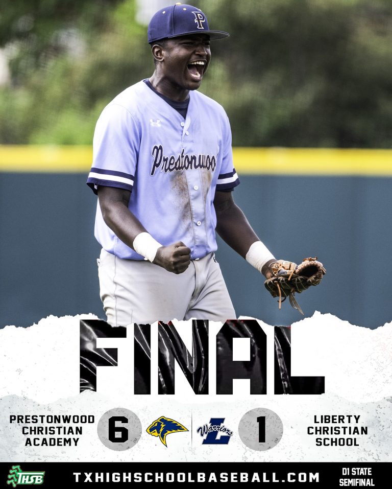 Prestonwood Christian Strikes Early and Wins over Liberty Christian 6-1 in TAPPS Division 1 Semifinal Game